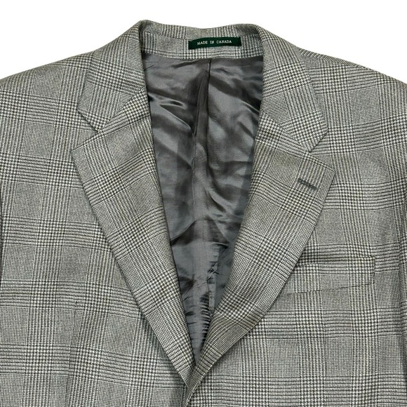 Lauren Ralph Lauren Silk Wool Blazer Mens 42R Gray Nailshead 2 Button Sport Coat - Picture 1 of 10